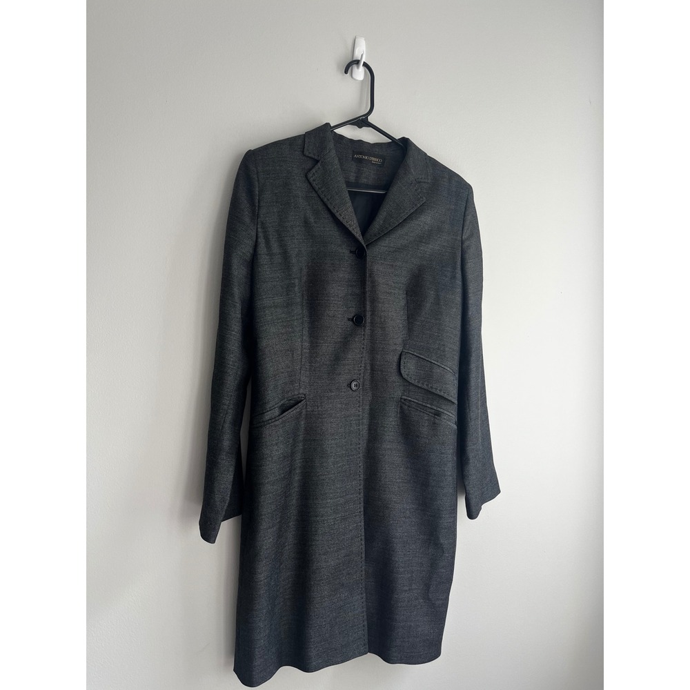 Antonio D'Errico Grey Textured Longline Blazer Coat Italy Tailored Coat Medium